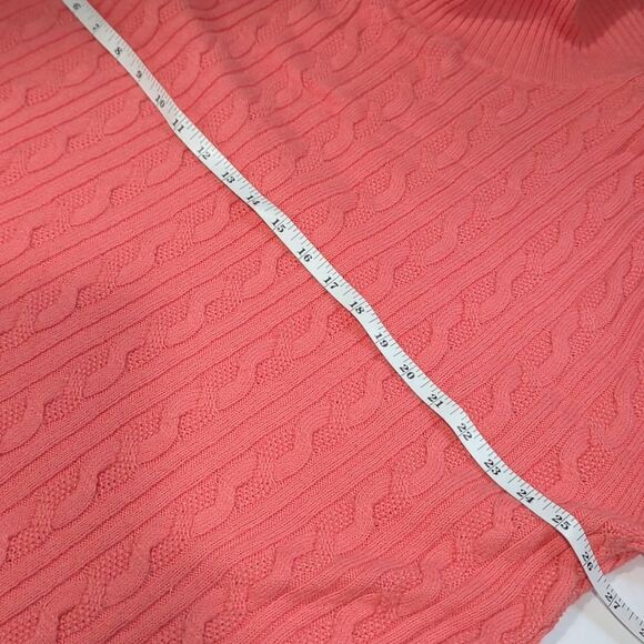 Talbots Sweater Womens 3X Coral Cowl Neck Cable Knit Spring Colorful - Picture 7 of 8